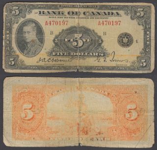 (b42) Canada 5 Dollars 1935 (vg) Banknote P - 42