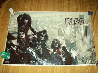 Kiss York Skyline 1977 Aucoin Guitar Poster Vintage Alive Ii Lp
