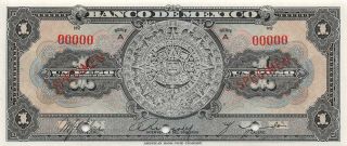 México 1 Peso Nd.  1936 P 28a Series A Specimen Uncirculated Banknote