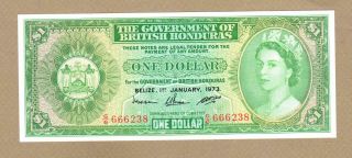 British Honduras: 1 Dollar Banknote,  (unc),  P - 28c,  01.  01.  1973,