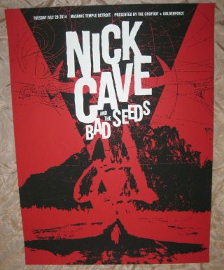 Nick Cave And The Bad Seeds Rare 2014 Detroit Screen Print Show Poster Nm