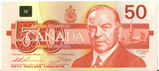 Bank Of Canada 1988 $50 Fifty Dollars Thiessen - Crow Fhg Prefix Unc Small " F "