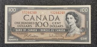 Canada 1954 Beattie Rasminsky Bc - 43b $100.  00 Banknote Bj 5244249 Au