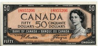 Bank Of Canada 1954 $50 Fifty Dollars Beattie - Coyne A/h Prefix Good Ef,