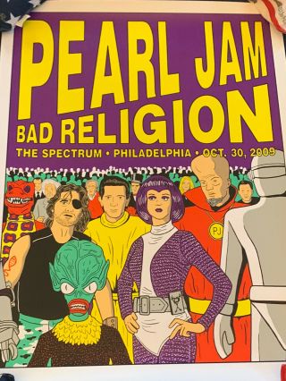 Pearl Jam Poster Philadelphia October,  30,  2009 Tom Tomorrow
