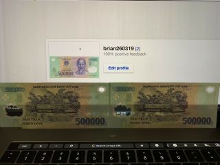 1 MILLION VIETNAM DONG = 2 x 500 000 Vietnamese Dong UNCIRCULATED VND CURRENCY 2