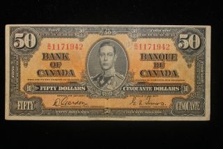 1937 Canada.  ($50) Fifty Dollars.  Series B/h.  Gordon - Towers.