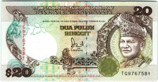 Rare Malaysia 20 Ringgit 1989 Unc P - 30 Banknote - K176