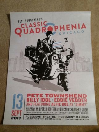 The Who & Pete Townshend Poster Billy Idol,  Eddie Vedder 9/13/17 Chicago