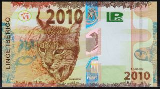 Test Note Spain,  Fnmt 2010 Lynx,  Intaglio Specimen With Security Features