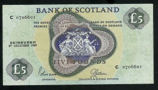 U.  K.  - Bank Of Scotland - 5 Pounds - P110 - Xf - 1969