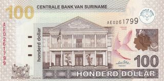 Suriname 100 Dollar 2004 Unc (rare).