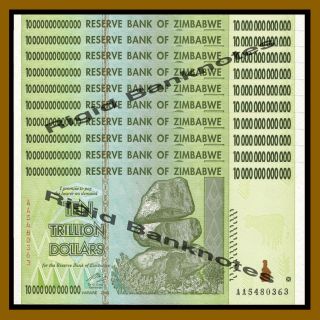 10 X Zimbabwe 10 Trillion Dollar Aa Uncirculated 2008 Money Currency [20 50 100]