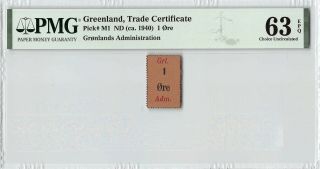 Greenland,  Trade Certificate Nd (ca.  1940) P - M1 Pmg Choice Unc 63 Epq 1 Ore