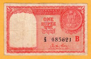Government Of India 1 Rupee Vf Gulf Rupees 1957 P - R1 Z3 Prefix Banknote