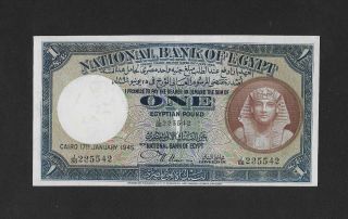 Unc - Sign.  Nixon 1 Pound 1945 Egypt Britain