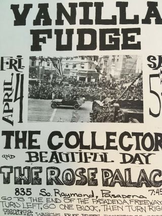 Odd 1969 Vanilla Fudge Day Rose Palace Handbill Fillmore Avalon Poster