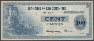 French Indochina 100 Piastres Banknote P - 78a Nd 1945