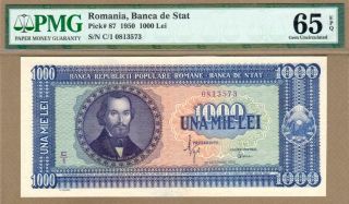 Romania: 1000 Lei Banknote,  (unc Pmg65),  P - 87,  20.  09.  1950,