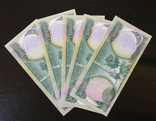 50,  000 Iraqi Dinar Uncirculated 5 Bank Notes @ 10,  000=50,  000 Iqd Legal Tender
