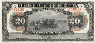 México 20 Pesos Nd.  1913 M97a Series A Uncirculated Banknote Anglb