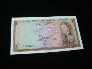 Malta 1963 1 Pound Banknote Xf Pick 26