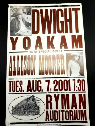 Dwight Yoakam 2001 Hatch Show Print Ryman Nashville Boxing Style Concert Poster