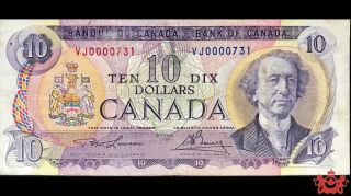 1971 Bank Of Canada 10$ Low Serial Number Vj0000731 - Vf/ef -
