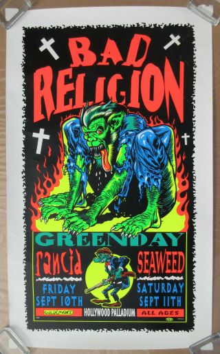 Bad Religion Green Day Hollywood Palladium 1993 Taz Concert Poster Goldenvoice