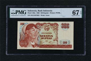 1968 Indonesia Bank Indonesia 100 Rupiah Pick 108a Pmg 67 Epq Gem Unc