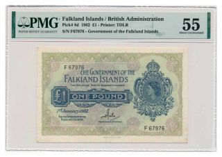 Falkland Islands Banknote 1 Pound 1982 Pmg Au 55 About Uncirculated
