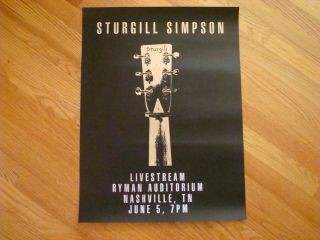 Sturgill Simpson Ryman Livestream Poster Limited Edition June 5,  2020