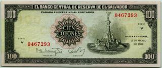 El Salvador 100 Colones 1988 Aunc P - 137b Banknote - K172