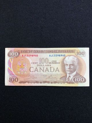 1975 Bank Of Canada 100 Dollar Bill Crow / Bouey Circulated