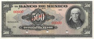 México 500 Pesos Nd.  1936 - 1943 P 32s Or P 43s Uncirculated Banknote Mea11