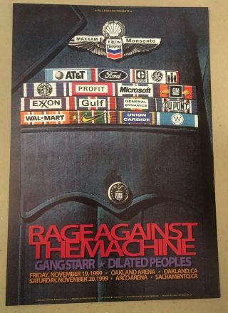 Rage Against The Machine Poster 1999 Ratm Oakland Art Print Wnston Smith Graham