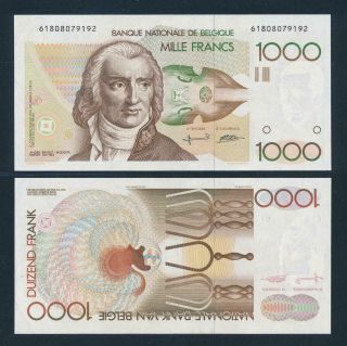 [102893] Belgium Nd 1980 - 1996 1000 Francs Bank Note Aunc P144a