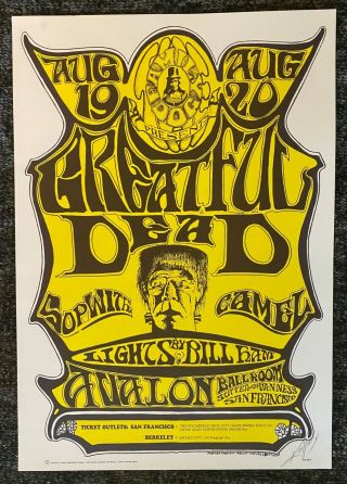 Grateful Dead 1966 Avalon Ballroom Vintage Poster Signed By Alton Kelley