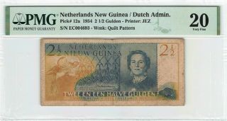 Netherlands Guinea 2½ Gulden 1954 Pick 12 Indies Pmg Very Fine 20 Indonesia