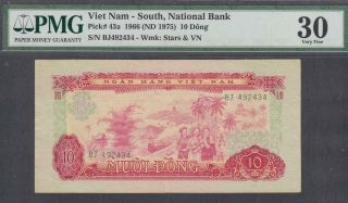 Vietnam South National Bank 10 Dong P - 43a 1966 (nd 1975) Pmg 30