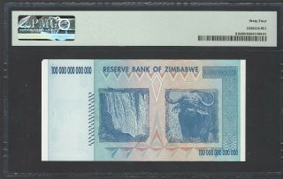 Zimbabwe 100 Trillion Dollars 2008 P91 Uncirculated Graded 64 2