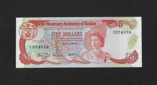 Unc 5 Dollars 1980 Belize England