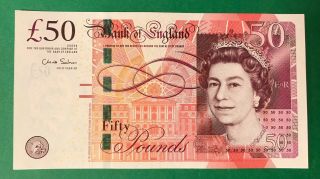 England 50 Pounds 2010 P - 393a Sign.  C.  Salmon Unc Banknote