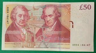 ENGLAND 50 Pounds 2010 P - 393a sign.  C.  Salmon UNC Banknote 2