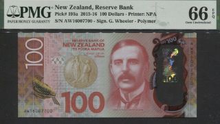 Tt Pk 195a 2015 - 16 Zealand 100 Dollars Lord Nelson Pmg 66 Epq Gem Unc