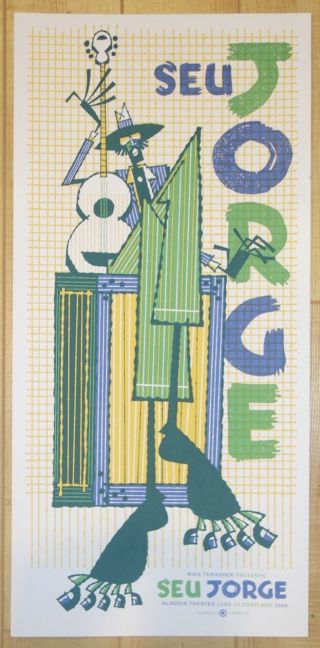 2006 Seu Jorge - Portland Silkscreen Concert Poster S/n By Guy Burwell