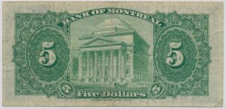CANADA BANK OF MONTREAL 5 DOLLARS 1938 613876 - F 2