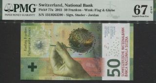 Tt Pk 77a 2015 Switzerland National Bank 50 Franken Pmg 67 Epq 1 Of 2