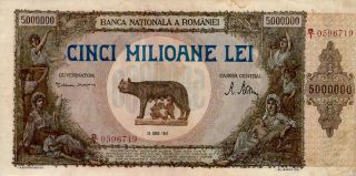 Romania 5000000 5,  000,  000 Lei Dated 1947 P61a Fine,