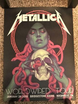 Metallica Worldwired Tour 2019 Nashville Concert Vip Poster - Dtd 2018 - Bridgestone